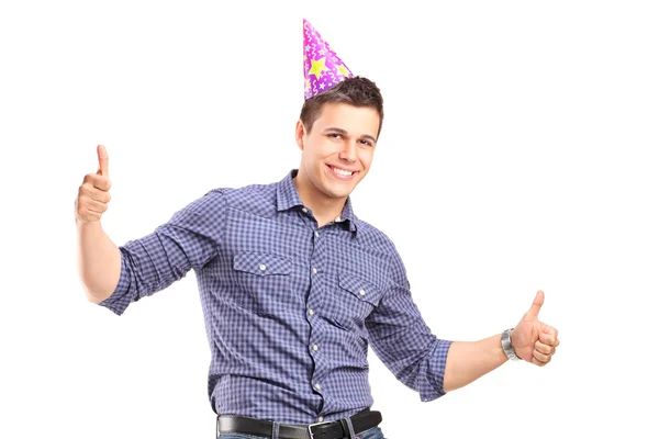 Man met feest hoed — Stockfoto