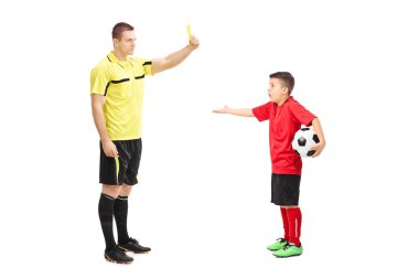 Football referee showing yellow card clipart