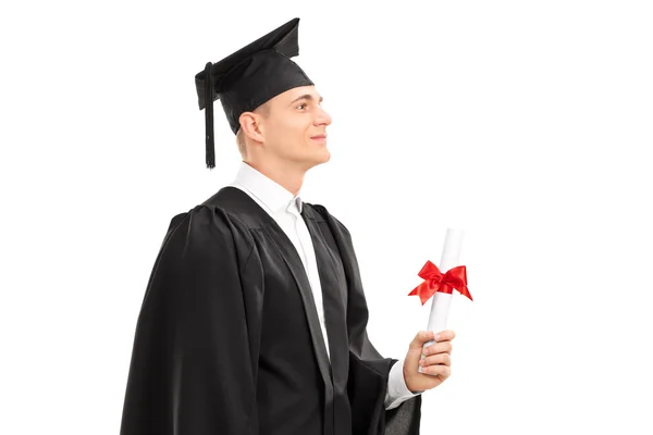 College graduate holding diploma — Stock Photo, Image