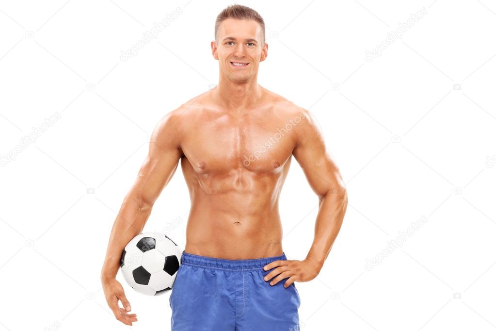 Handsome male football player