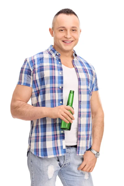 Man holding bottle of beer — Stock Photo, Image