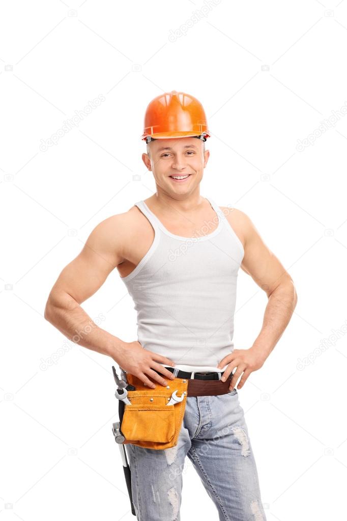 Trabajador · de · la · construcción · herramienta · cinturón · hombre ·  trabajo - foto stock © Kurhan (#7053827)