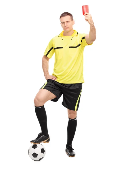 Football referee showing red card — Stock Photo, Image