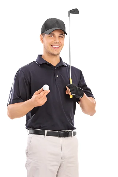 Jovem segurando um taco de golfe — Fotografia de Stock