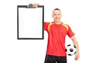 Genç futbol oyuncu holding Pano