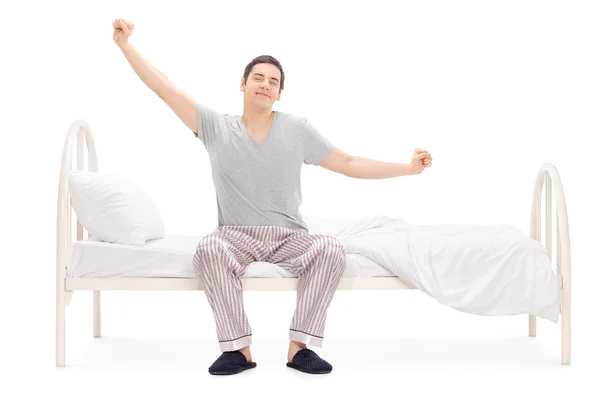 Man waking up and stretching — Stock Photo, Image