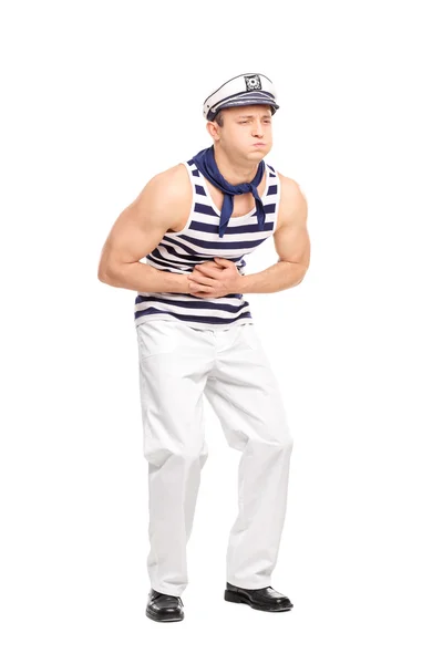 Marynarz mężczyzna uczucie ból brzucha — Zdjęcie stockowe