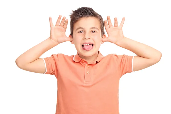 Little male kid making a face — Stock Photo, Image