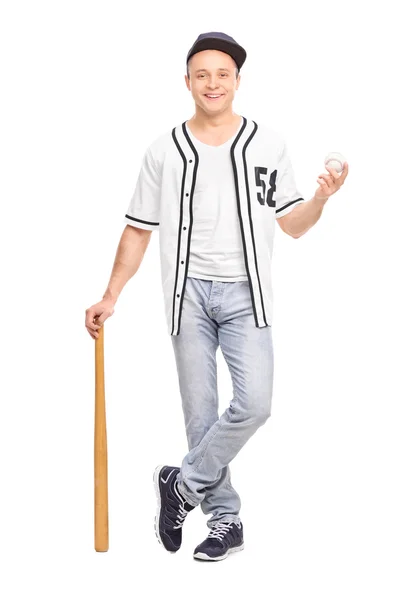 Baseball player with bat and a ball — Stock Photo, Image