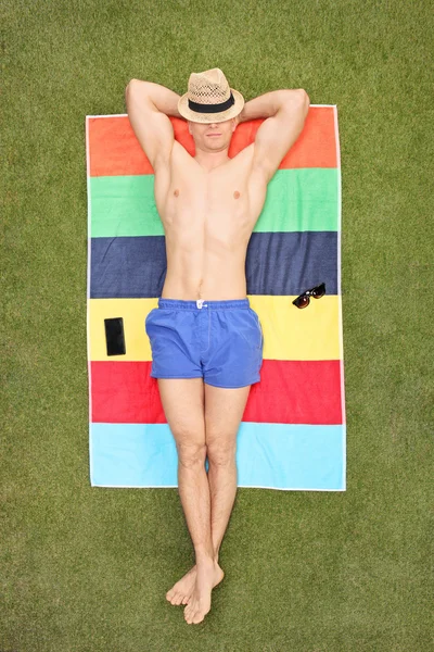 Handsome man sleeping shirtless — Stock Photo, Image