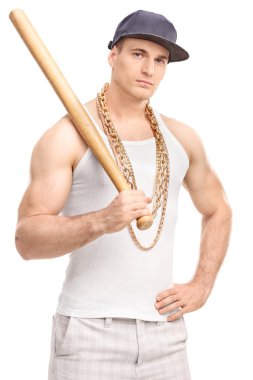 Gangster bir beysbol sopası holding