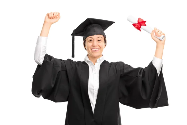 Φοιτήτριας γιορτάζει την αποφοίτηση — Φωτογραφία Αρχείου