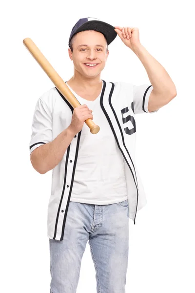 Junger Baseballspieler mit Schläger — Stockfoto