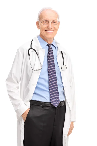 Mature doctor in white coat — Stock Photo, Image