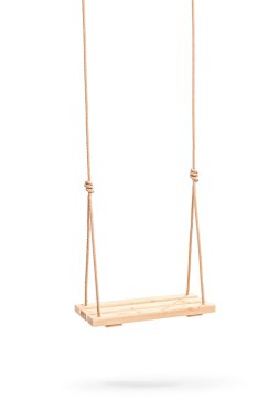wooden swing hanging on a couple of ropes clipart