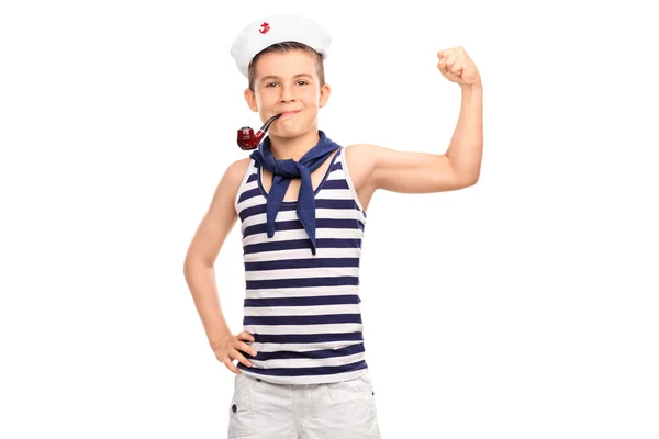 Liten unge i sailor outfit — Stockfoto