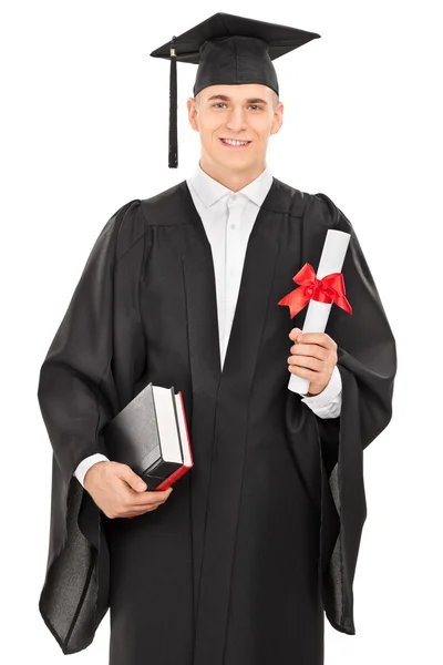 Graduate student holding a diploma — Stock Photo, Image