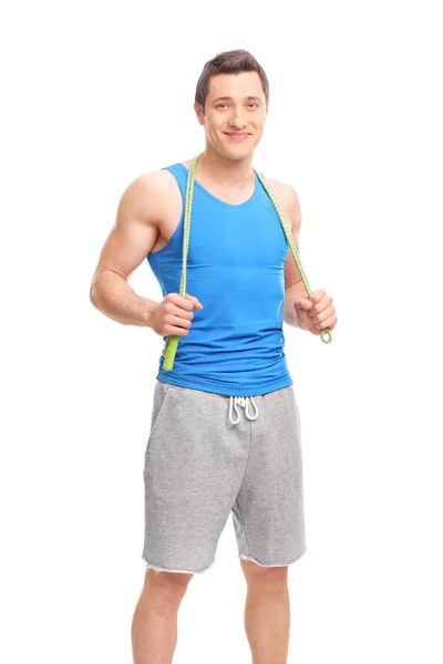 Male athlete with a skipping rope — Stock Photo, Image