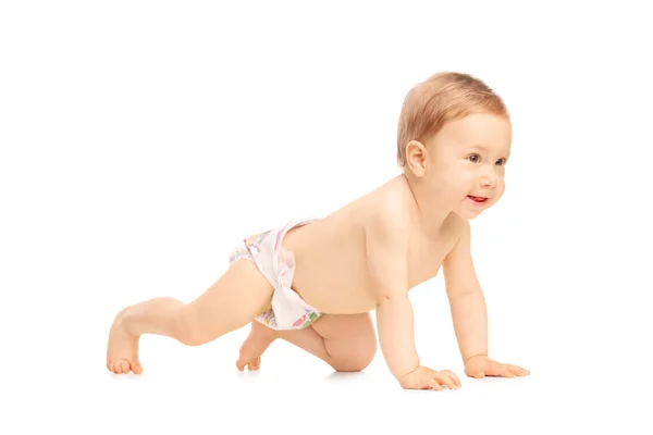 Little baby girl crawling on the floor — Stock Photo, Image