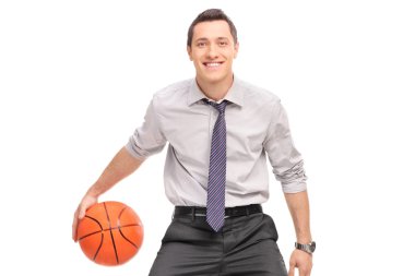 basketbol oynarken işadamı