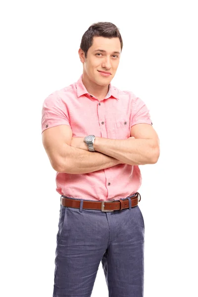 Confident young man with arms crossed — Stock Photo, Image