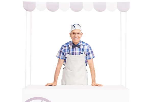 Senior ice cream seller — Stock Photo, Image