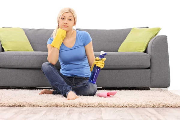 Woman  holding a spray bottle — Stock Photo, Image