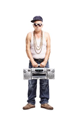 Hardcore rapçi bir getto blaster holding