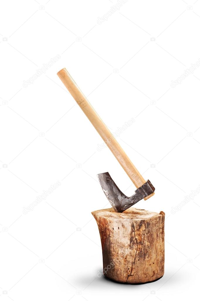 Axe inserted into a log