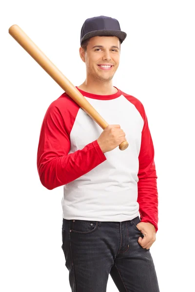 Giocatore di baseball in possesso di una mazza da baseball — Foto Stock