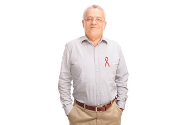 senior gentleman with an AIDS badge