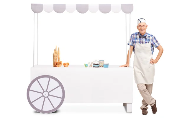 Senior ice cream vendor — Stock Photo, Image