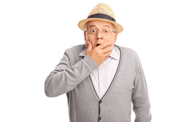 Shocked senior gentleman