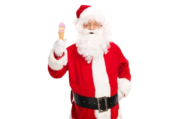 Santa Claus holding an ice cream cone — Stock Photo, Image