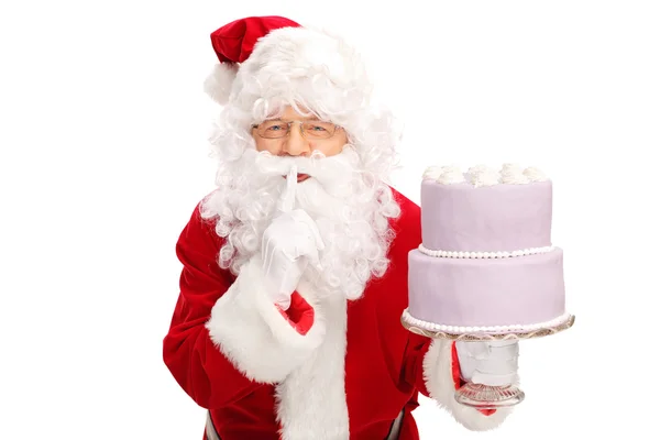 Santa Claus carrying a big cake — Φωτογραφία Αρχείου