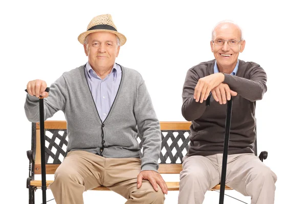 Deux vieux amis assis sur le banc — Photo