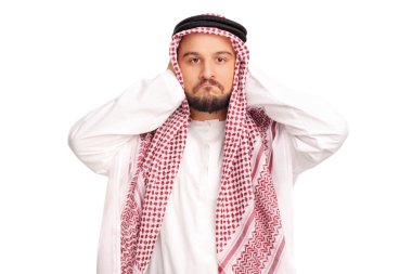 male Arab covering his ears clipart