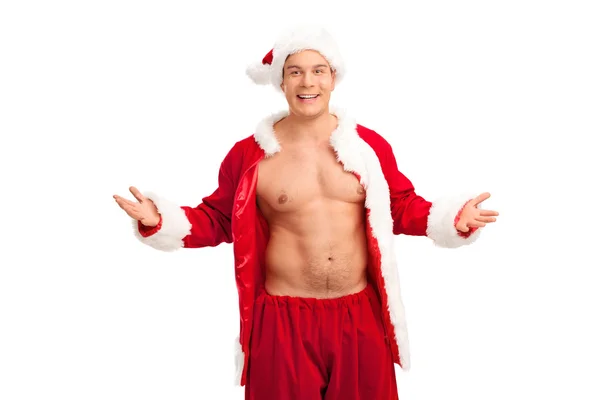 Santa Claus visar sin kropp — Stockfoto