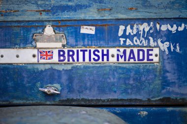 Sign on old machine British made