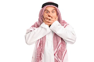 Shocked Arab covering his mouth 