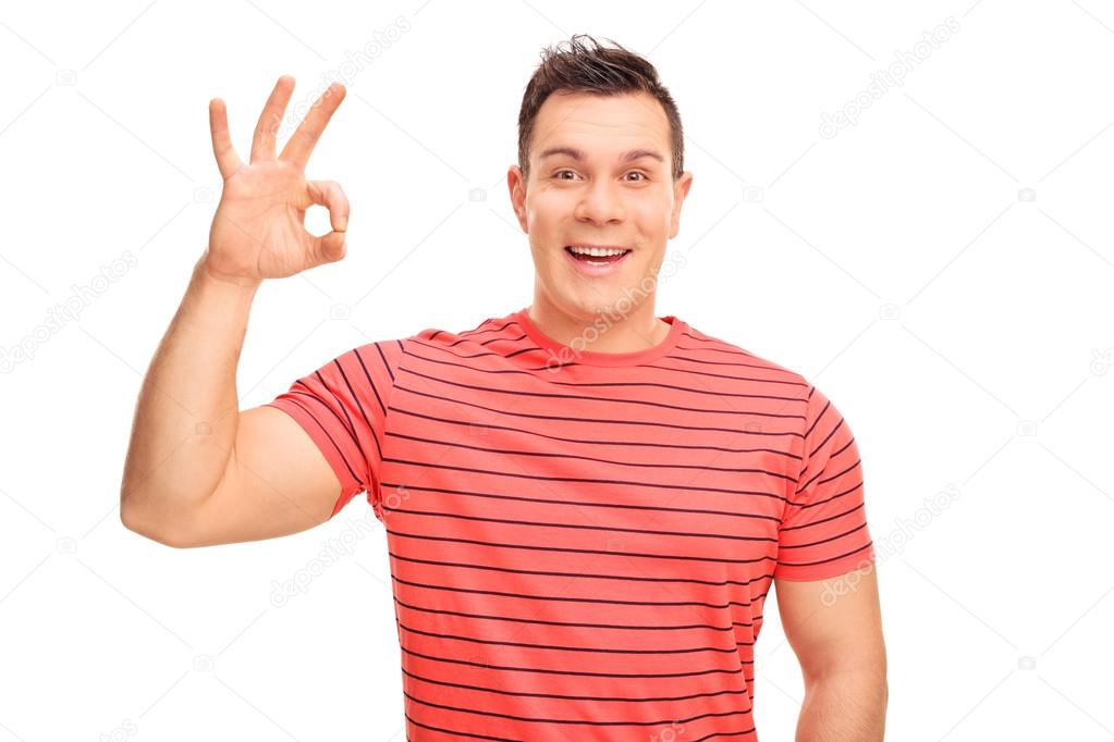 Man making an OK hand sign — Stock Photo © ljsphotography 93188470