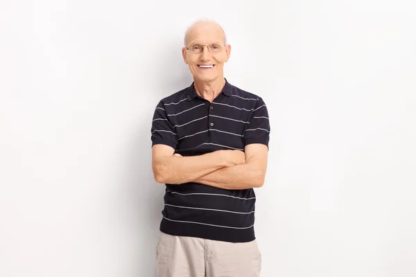 Casual signore anziano in camicia a righe — Foto Stock