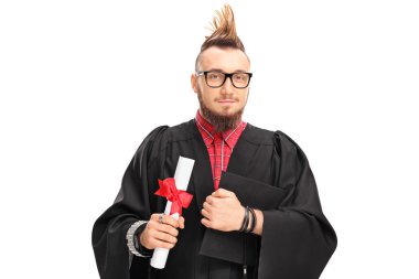 Üniversite mezunu bir Mohawk saç modeli ile 