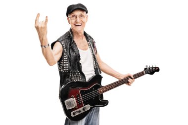 Punk rocker bir rock jest yapma