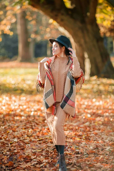 Herbstporträt Einer Schönen Jungen Frau Park — Stockfoto