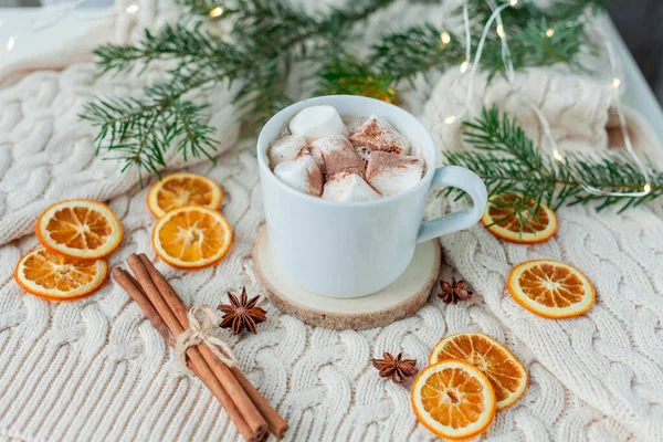 Weihnachten Hause Kakao Mit Marshmallows — Stockfoto