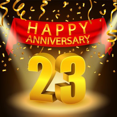 Altın konfeti ve spot ışığı ile Mutlu 23 yıldönümü kutlaması