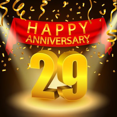 Altın konfeti ve spot ışığı ile Mutlu 29 Yıldönümü kutlaması