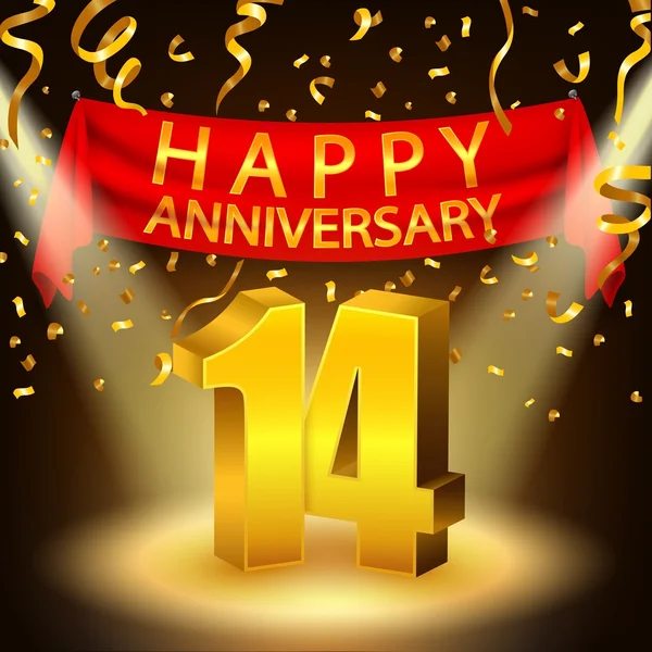 Happy 10th Anniversary celebration with golden confetti and