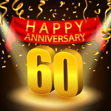 Altın konfeti ve spot ışığı ile Mutlu 60 Yıldönümü kutlaması